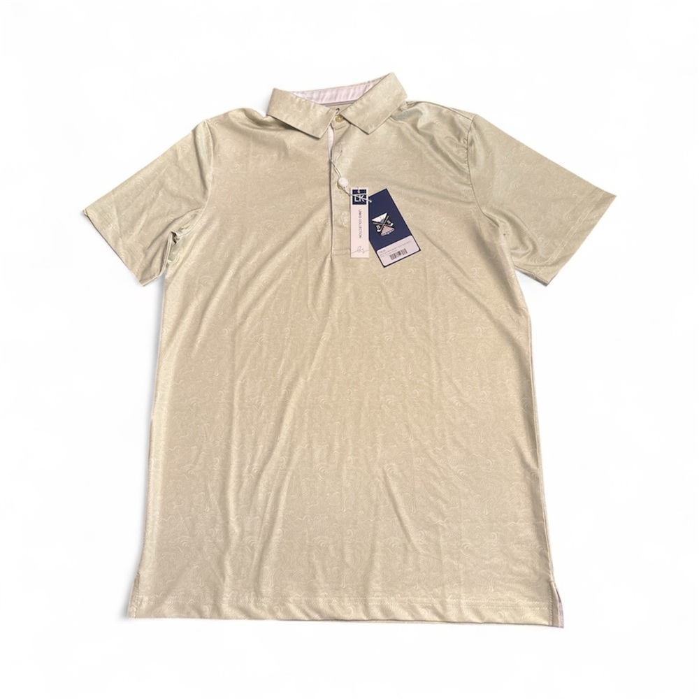 Boston Scott Golf Men’s Stretch Golf Polo Shirt pale green white UPF50 Sz S NWT